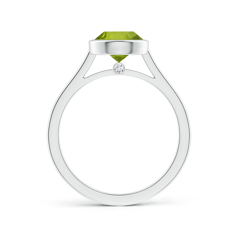 8.01x7.91x5.06mm AAAA Bezel-Set GIA Certified Solitaire Round Peridot Reverse Tapered Shank Ring in P950 Platinum Side 199