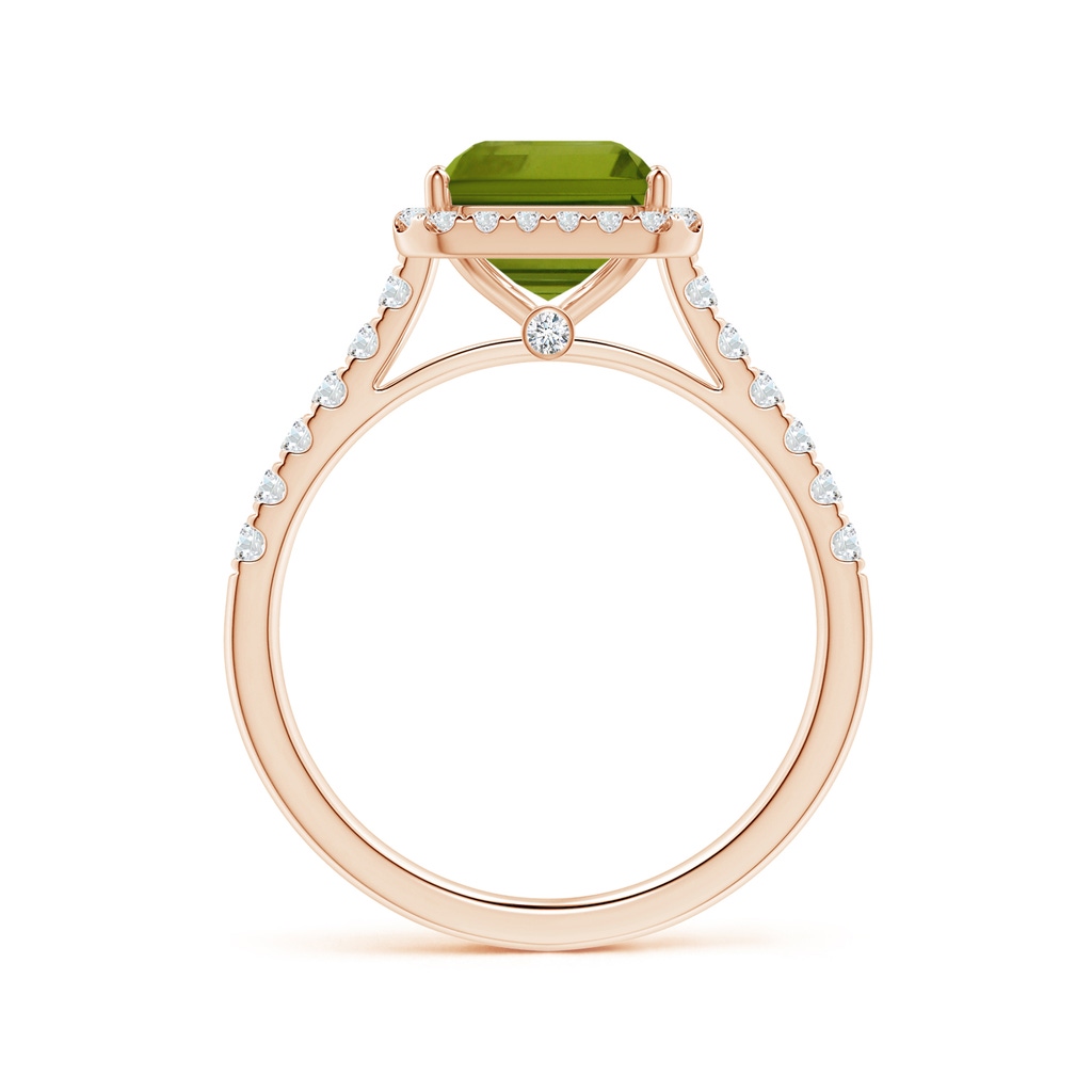 9.06x7.08x4.35mm AAA GIA Certified Emerald-Cut Peridot Halo Ring with Diamonds in 9K Rose Gold Side 199