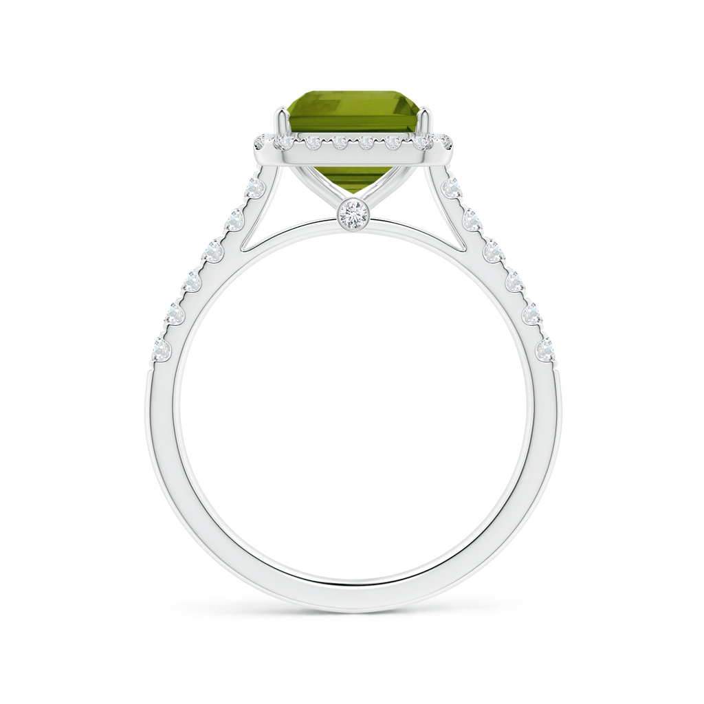 9.06x7.08x4.35mm AAA GIA Certified Emerald-Cut Peridot Halo Ring with Diamonds in White Gold Side 199