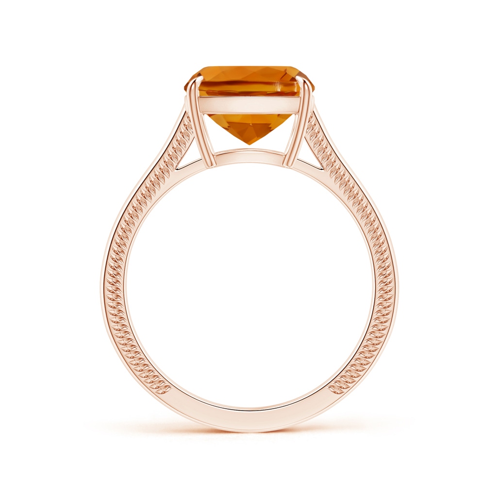 10.06x10.05x6.83mm AA Claw-Set GIA Certified Cushion Citrine Solitaire Ring with Leaf Motifs in 10K Rose Gold Side 199