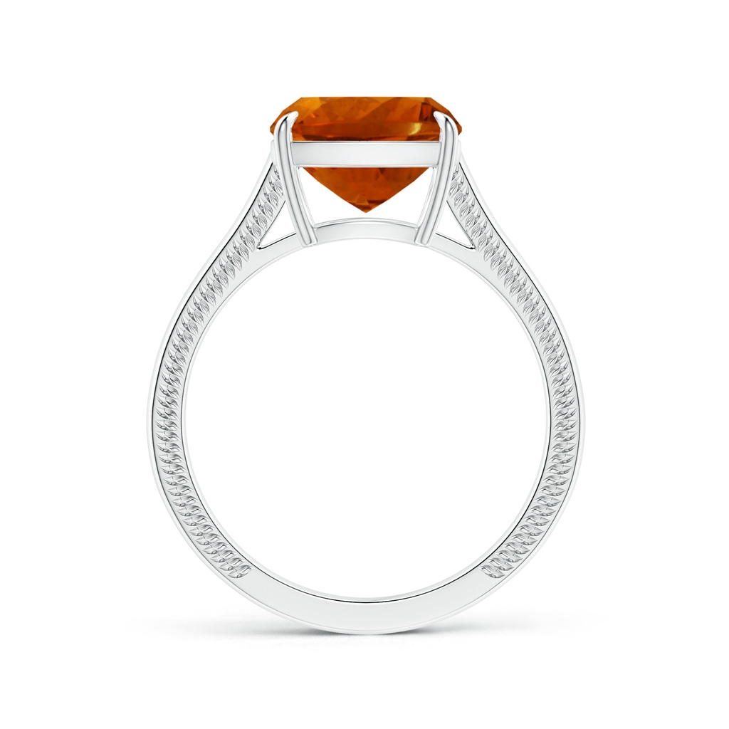10.11x10.04x6.79mm AA Claw-Set GIA Certified Cushion Citrine Solitaire Ring with Leaf Motifs in P950 Platinum - side 199