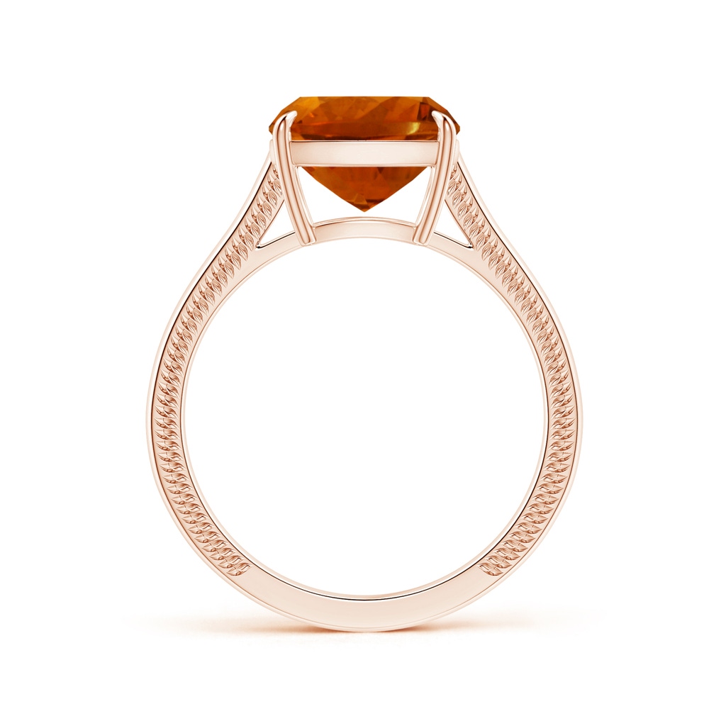 10.11x10.04x6.79mm AA Claw-Set GIA Certified Cushion Citrine Solitaire Ring with Leaf Motifs in Rose Gold - side 199