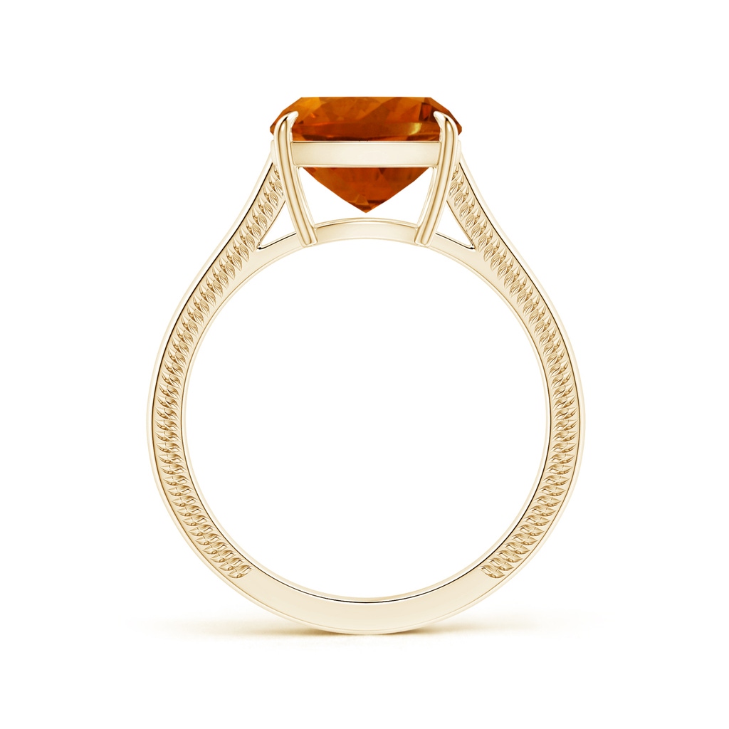 10.11x10.04x6.79mm AA Claw-Set GIA Certified Cushion Citrine Solitaire Ring with Leaf Motifs in Yellow Gold - side 199