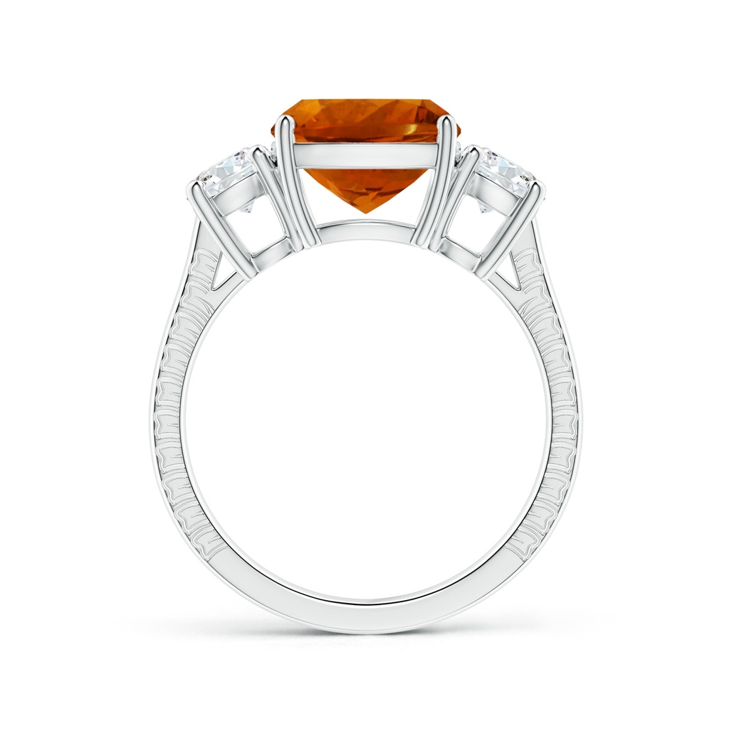 10.11x10.04x6.79mm AA Three Stone GIA Certified Cushion Citrine Feather Ring in White Gold - side 199