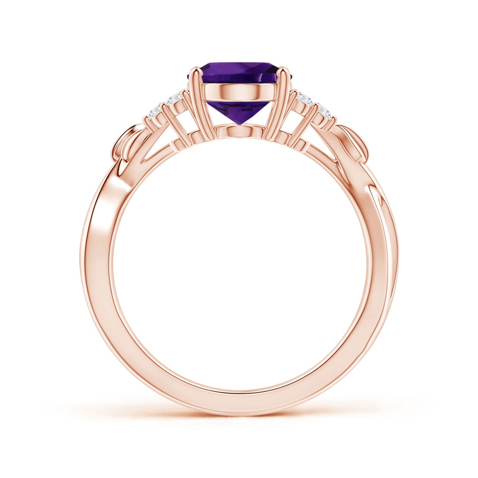 9.19x7.13x4.78mm AA Nature Inspired GIA Certified Oval Amethyst Ring with Side Diamonds in 18K Rose Gold side 199