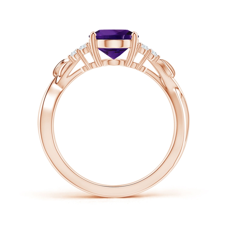 9.19x7.13x4.78mm AA Nature Inspired GIA Certified Oval Amethyst Ring with Side Diamonds in Rose Gold side 199