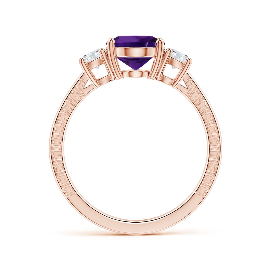 9.19x7.13x4.78mm AA Three Stone GIA Certified Oval Amethyst Reverse Tapered Shank Feather Ring in 18K Rose Gold side 199