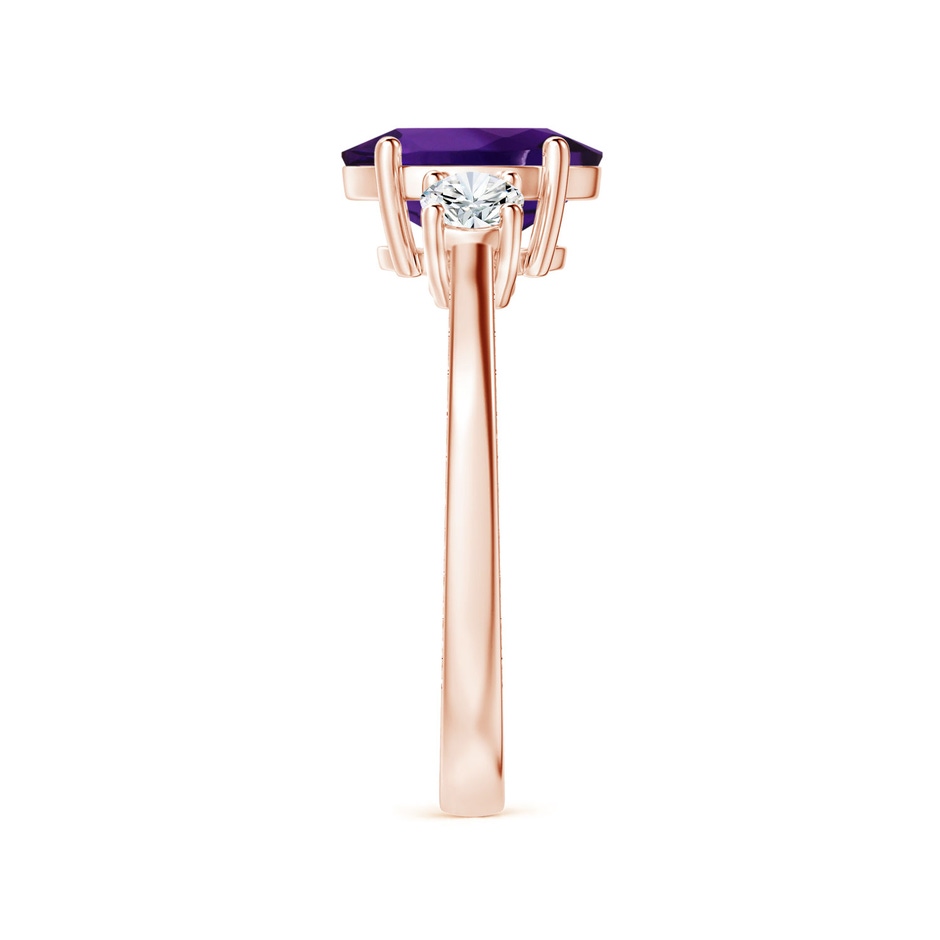 9.19x7.13x4.78mm AA Three Stone GIA Certified Oval Amethyst Reverse Tapered Shank Feather Ring in 18K Rose Gold side 399