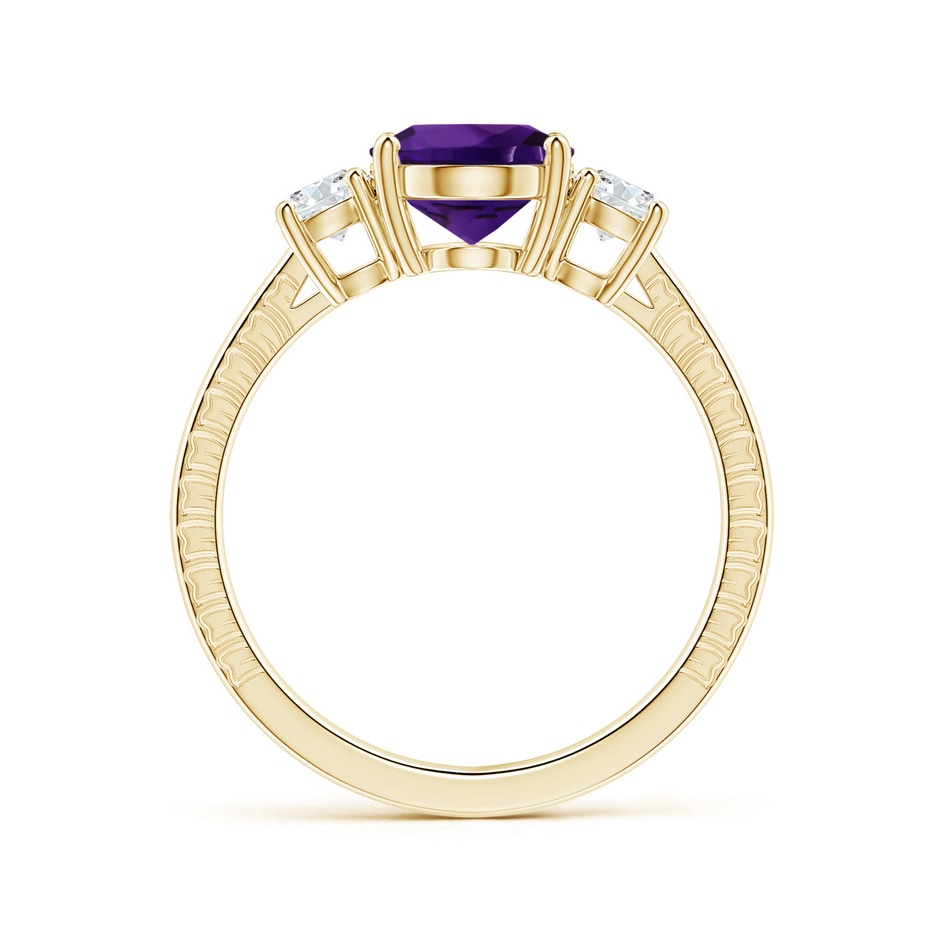 9.19x7.13x4.78mm AA Three Stone GIA Certified Oval Amethyst Reverse Tapered Shank Feather Ring in 18K Yellow Gold side 199