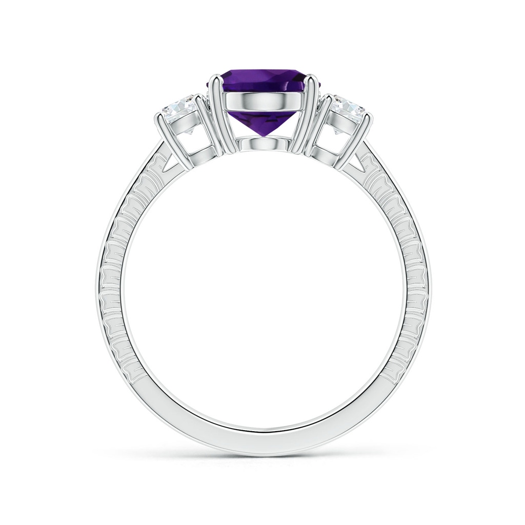 9.19x7.13x4.78mm AA Three Stone GIA Certified Oval Amethyst Reverse Tapered Shank Feather Ring in White Gold - side 199