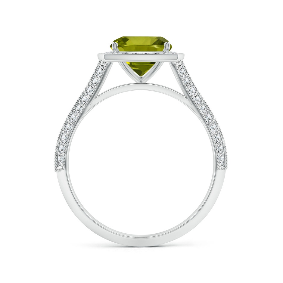 7.13x7.11x4.18mm AA Knife-Edge Shank GIA Certified Cushion Peridot Halo Ring in P950 Platinum side 199