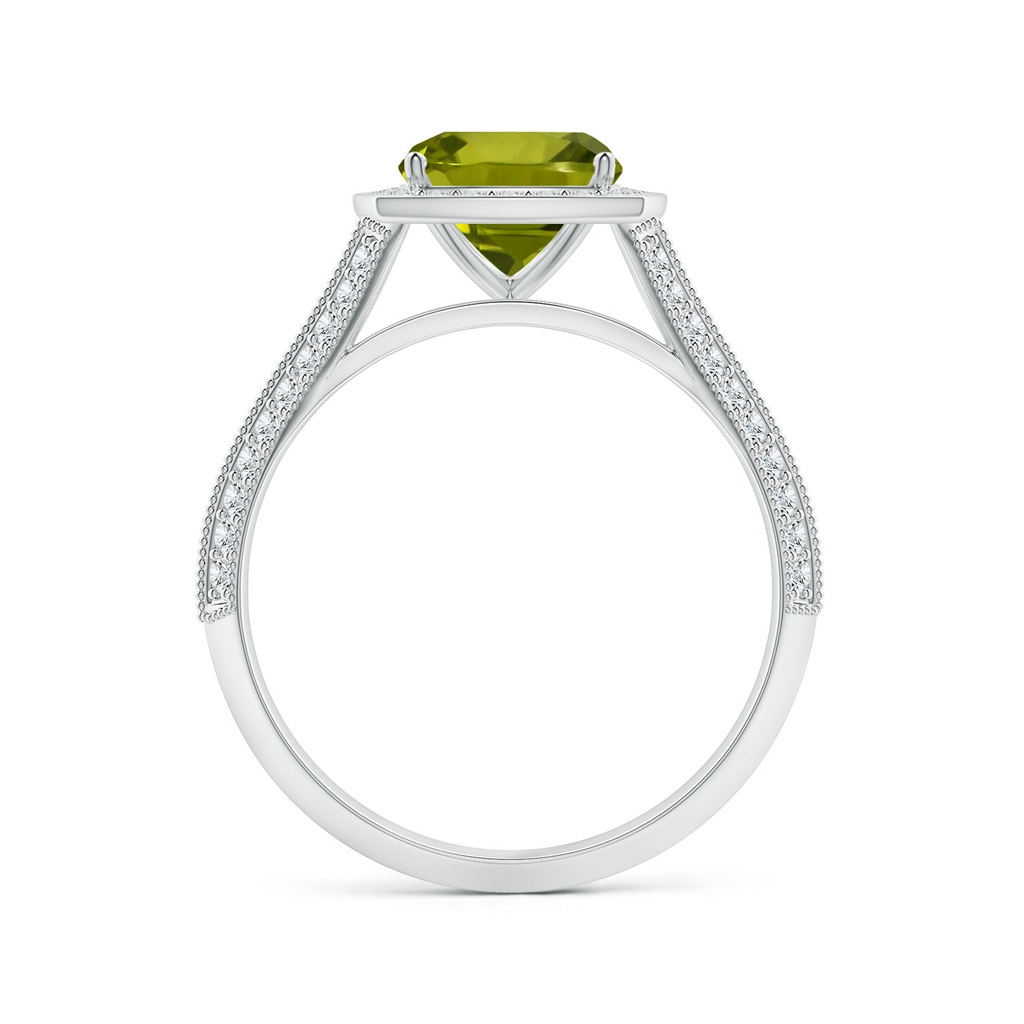 7.13x7.11x4.18mm AA Knife-Edge Shank GIA Certified Cushion Peridot Halo Ring in White Gold - side 199