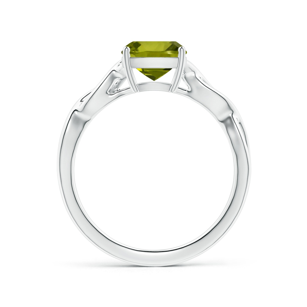 7.13x7.11x4.18mm AA Prong-Set GIA Certified Solitaire Cushion Peridot Twisted Shank Ring in P950 Platinum Side 199