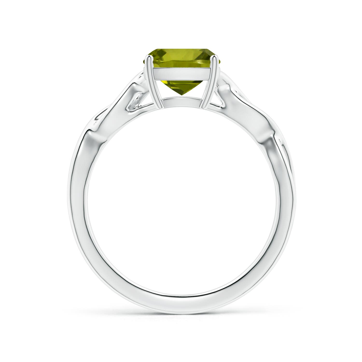 7.13x7.11x4.18mm AA Prong-Set GIA Certified Solitaire Cushion Peridot Twisted Shank Ring in White Gold - side 2