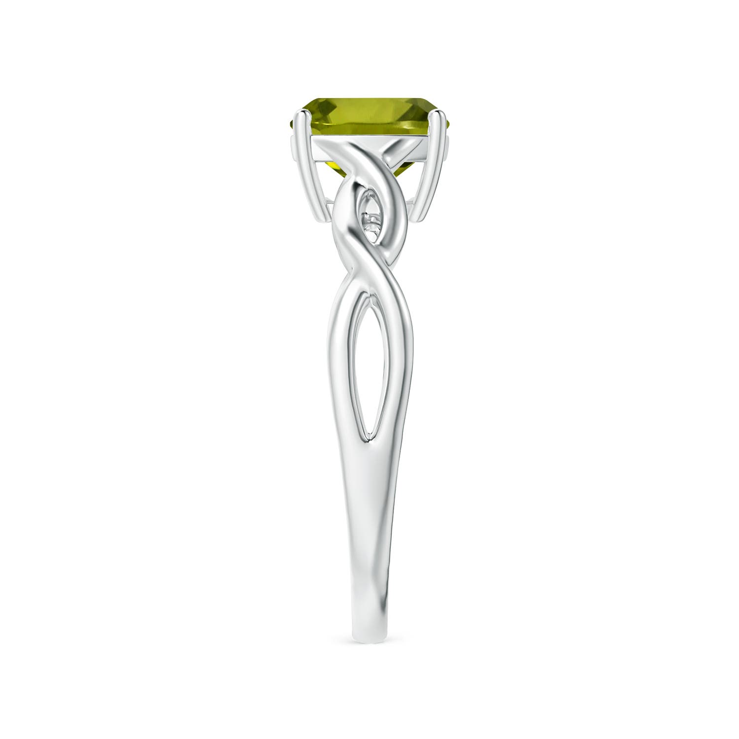 7.13x7.11x4.18mm AA Prong-Set GIA Certified Solitaire Cushion Peridot Twisted Shank Ring in White Gold - side 5