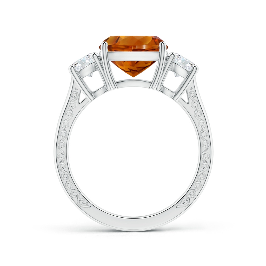 9.08x9.07x5.96mm AAA Three Stone GIA Certified Cushion Citrine Tapered Ring with Scrollwork in P950 Platinum Side 199