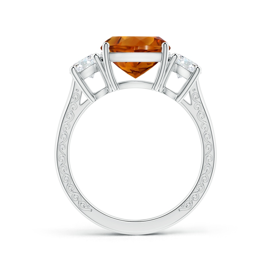 9.08x9.07x5.96mm AAA Three Stone GIA Certified Cushion Citrine Tapered Ring with Scrollwork in P950 Platinum Side 199