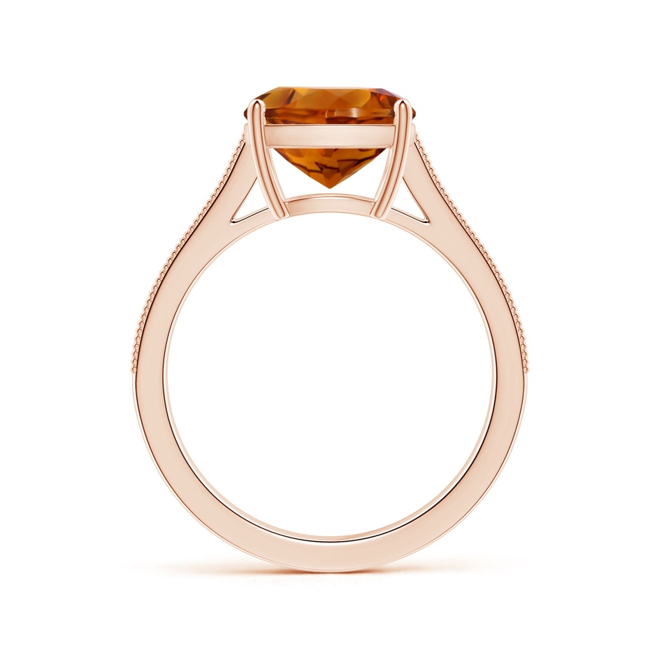 9.08x9.07x5.96mm AAA GIA Certified Cushion Citrine Reverse Tapered Ring with Milgrain in 9K Rose Gold side 199