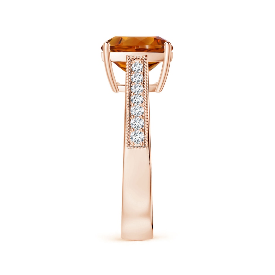 9.08x9.07x5.96mm AAA GIA Certified Cushion Citrine Reverse Tapered Ring with Milgrain in 9K Rose Gold side 399