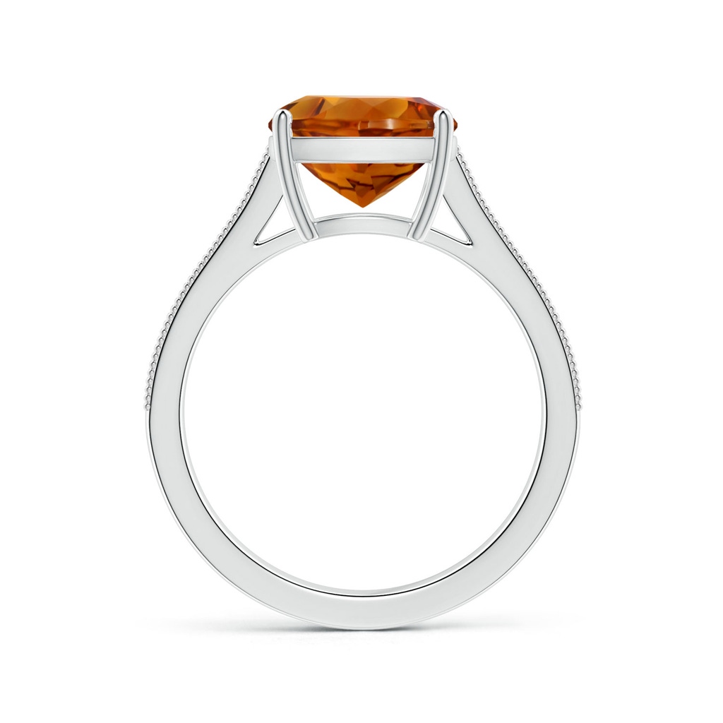 9.08x9.07x5.96mm AAA GIA Certified Cushion Citrine Reverse Tapered Ring with Milgrain in P950 Platinum Side 199