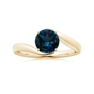 8.01x7.93x5.38mm AAA Prong-Set GIA Certified Solitaire Round London Blue Topaz Bypass Ring in 10K Yellow Gold