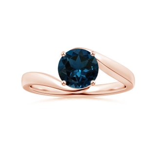 8.01x7.93x5.38mm AAA Prong-Set GIA Certified Solitaire Round London Blue Topaz Bypass Ring in 18K Rose Gold