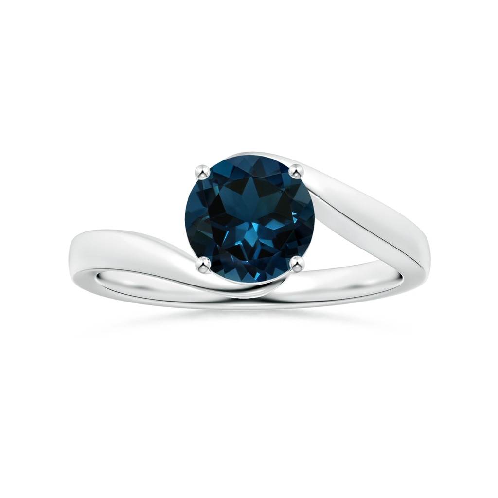 8.01x7.93x5.38mm AAA Prong-Set GIA Certified Solitaire Round London Blue Topaz Bypass Ring in P950 Platinum 