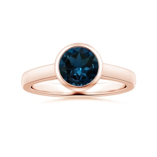 8.01x7.93x5.38mm AAA Bezel-Set GIA Certified Round London Blue Topaz Solitaire Ring in 18K Rose Gold