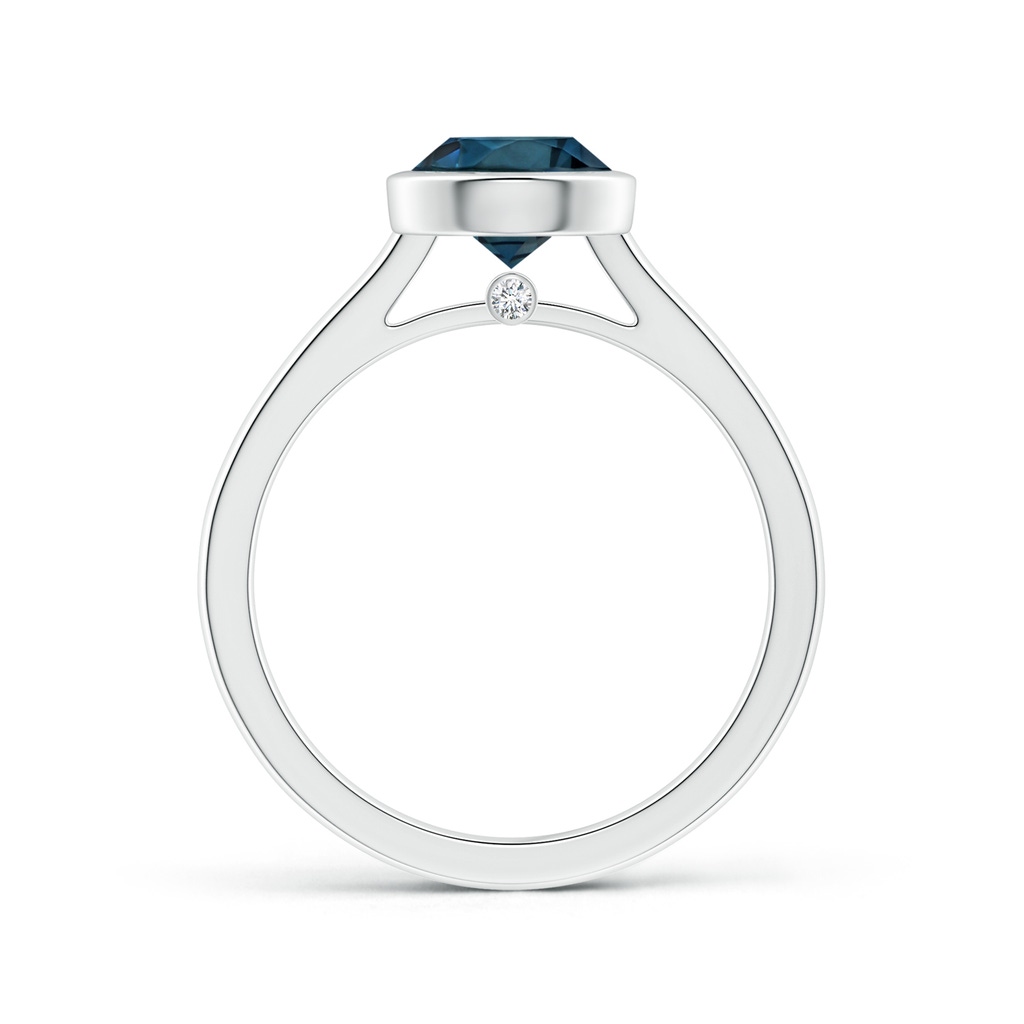 8.01x7.93x5.38mm AAA Bezel-Set GIA Certified Round London Blue Topaz Solitaire Ring in P950 Platinum Side 199