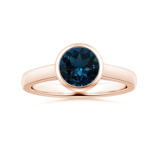 8.01x7.93x5.38mm AAA Bezel-Set GIA Certified Round London Blue Topaz Solitaire Ring in Rose Gold