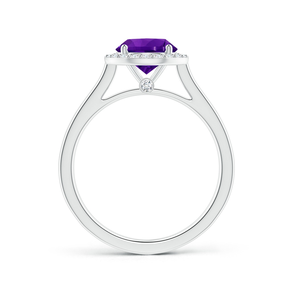 8.16x8.06x5.44mm AA GIA Certified Round Amethyst Leaf Ring with Diamond Halo in White Gold Side 199