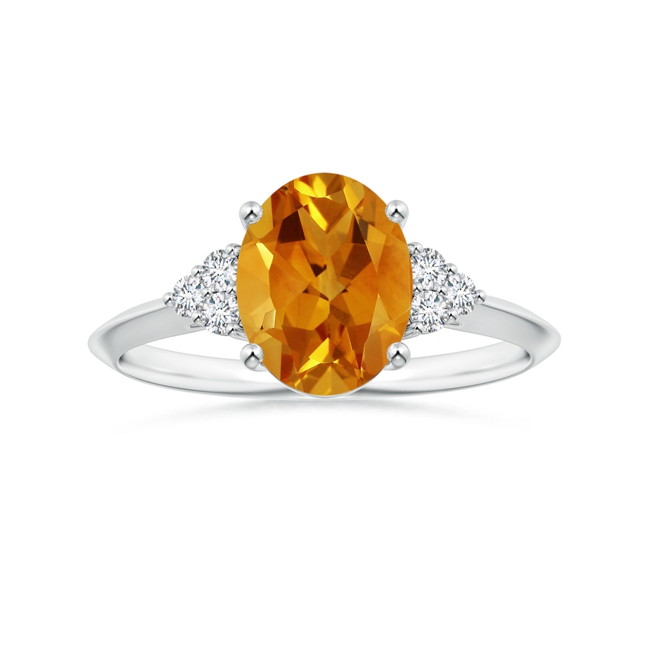 9.07x6.98x4.80mm AAAA GIA Certified Oval Citrine Knife-Edge Shank Ring in 18K White Gold 