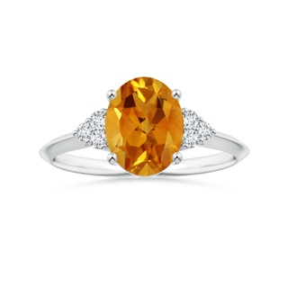 9.07x6.98x4.80mm AAAA GIA Certified Oval Citrine Knife-Edge Shank Ring in P950 Platinum