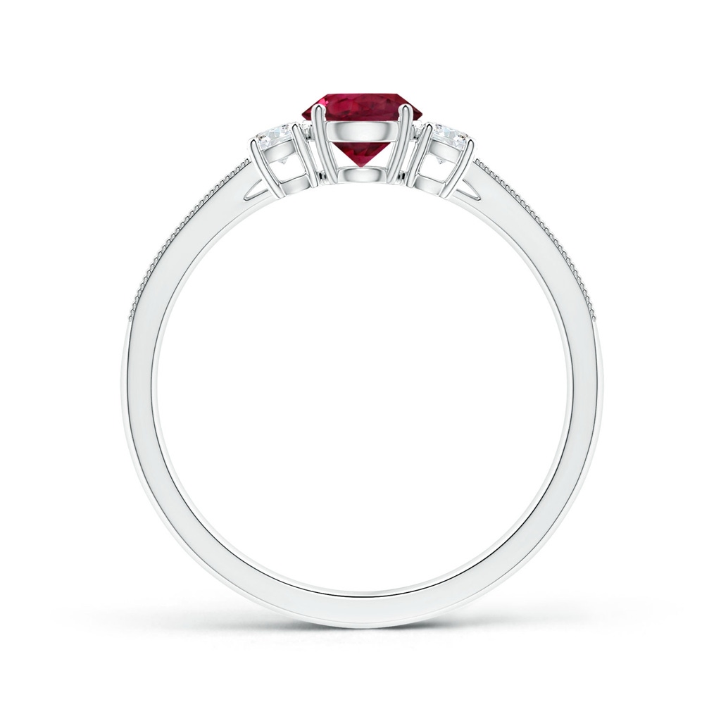5.80x5.65x2.92mm AAA Three Stone Ruby Tapered Ring with Milgrain in P950 Platinum Side 199