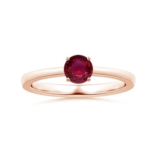 5.80x5.65x2.92mm AAA Prong-Set Solitaire Round Ruby Reverse Tapered Shank Ring in 18K Rose Gold