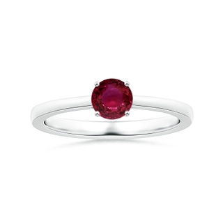 5.80x5.65x2.92mm AAA Prong-Set Solitaire Round Ruby Reverse Tapered Shank Ring in P950 Platinum