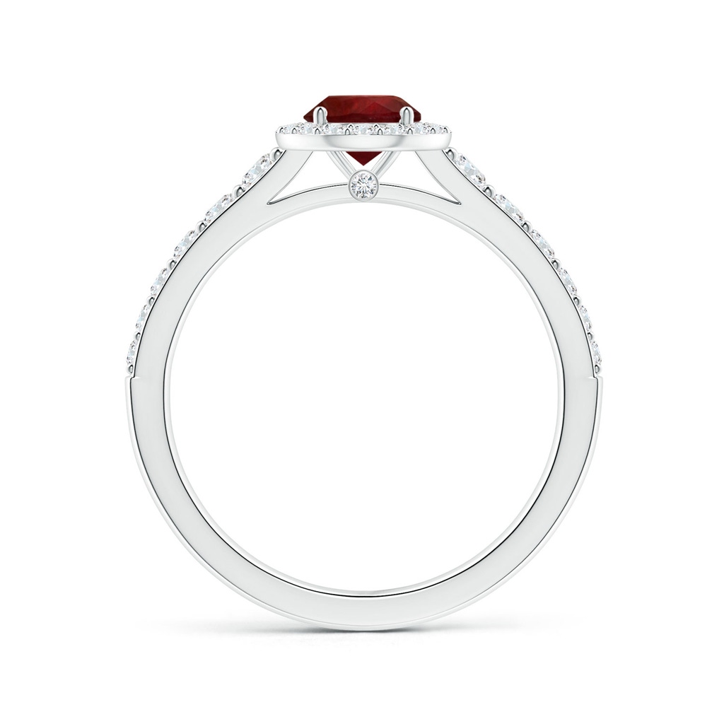 5.78-5.85x3.09mm AA GIA Certified Round Ruby Tapered Shank Ring with Halo  in 18K White Gold Side-1
