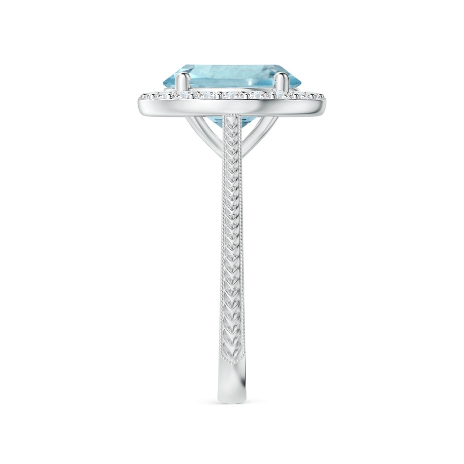 11.10x10.85x6.44mm AA GIA Certified Aquamarine Halo Ring with Reverse Tapered Shank in 18K White Gold side 399