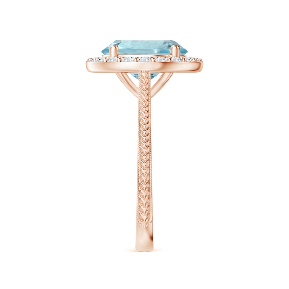 11.10x10.85x6.44mm AA GIA Certified Aquamarine Halo Ring with Reverse Tapered Shank in Rose Gold side 399