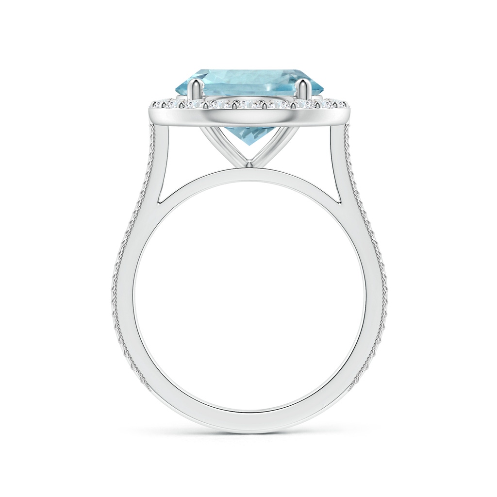 11.10x10.85x6.44mm AA GIA Certified Aquamarine Halo Ring with Reverse Tapered Shank in White Gold - side 199