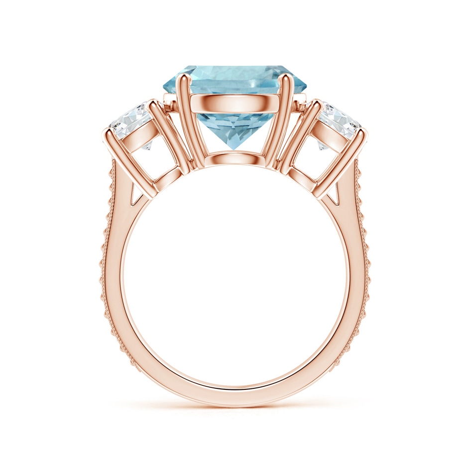 11.10x10.85x6.44mm AA GIA Certified Three Stone Aquamarine Reverse Tapered Shank Ring with Leaf Motifs in 18K Rose Gold side 199