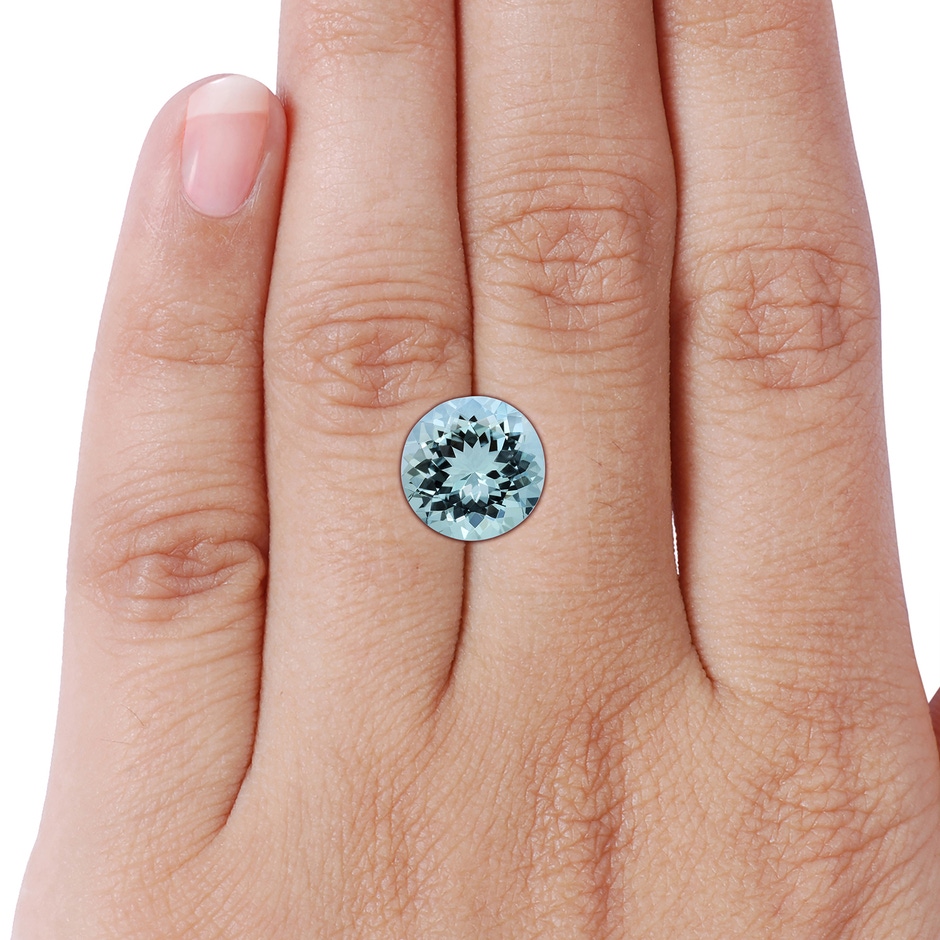 11.10x10.85x6.44mm AA GIA Certified Three Stone Aquamarine Reverse Tapered Shank Ring with Leaf Motifs in 9K White Gold side 799
