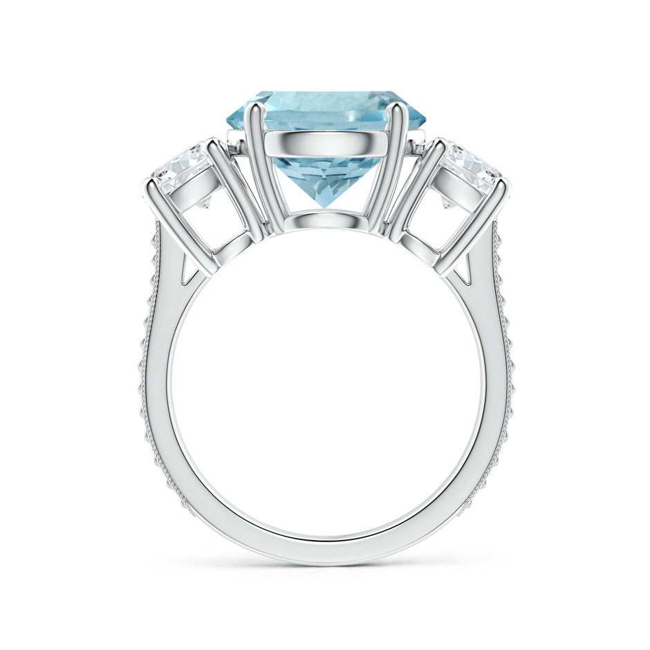 11.10x10.85x6.44mm AA GIA Certified Three Stone Aquamarine Reverse Tapered Shank Ring with Leaf Motifs in P950 Platinum side 199