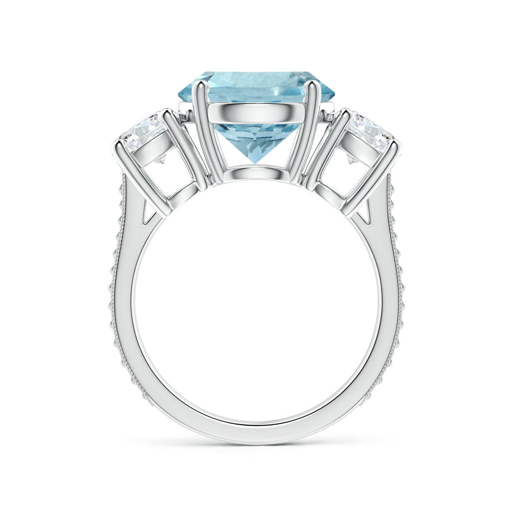 11.10x10.85x6.44mm AA GIA Certified Three Stone Aquamarine Reverse Tapered Shank Ring with Leaf Motifs in White Gold - side 199