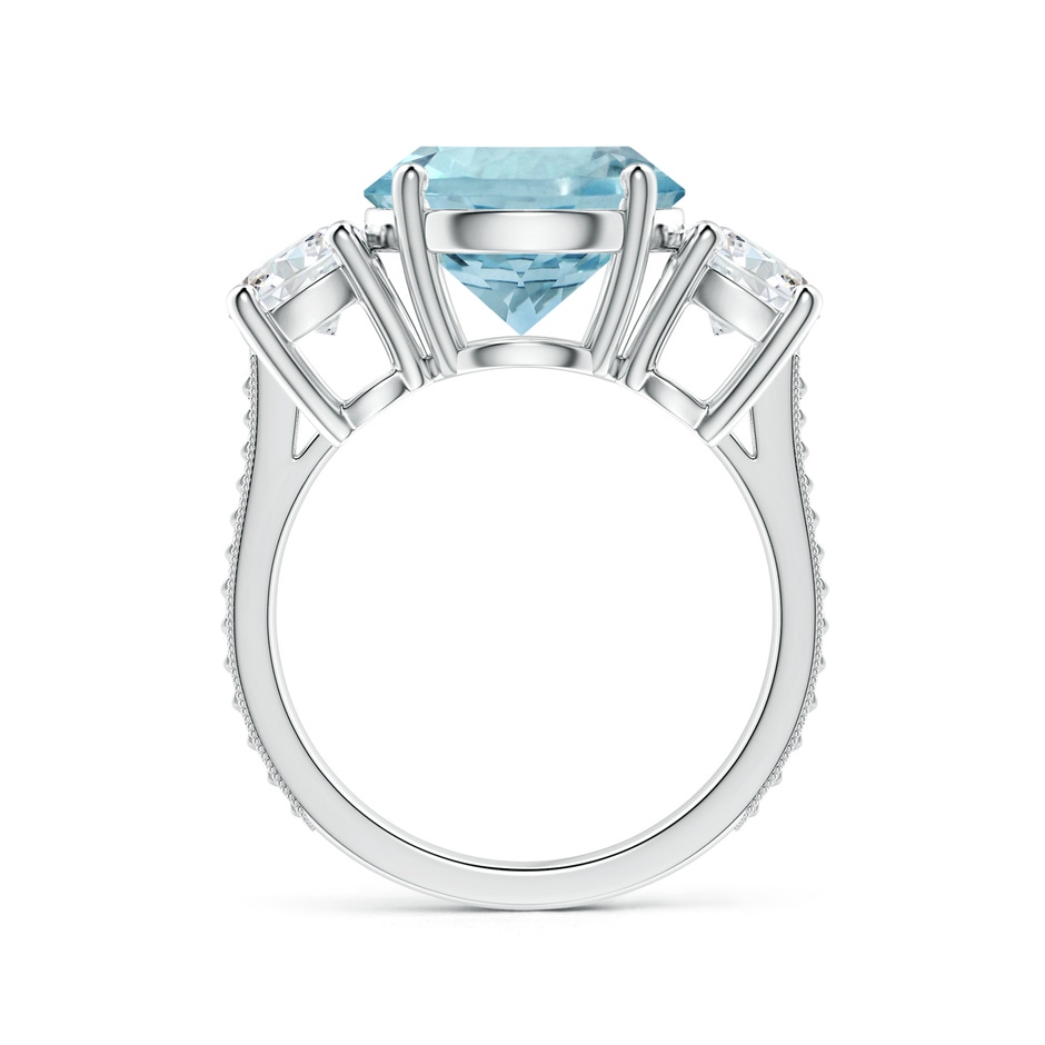 11.10x10.85x6.44mm AA GIA Certified Three Stone Aquamarine Reverse Tapered Shank Ring with Leaf Motifs in White Gold side 199