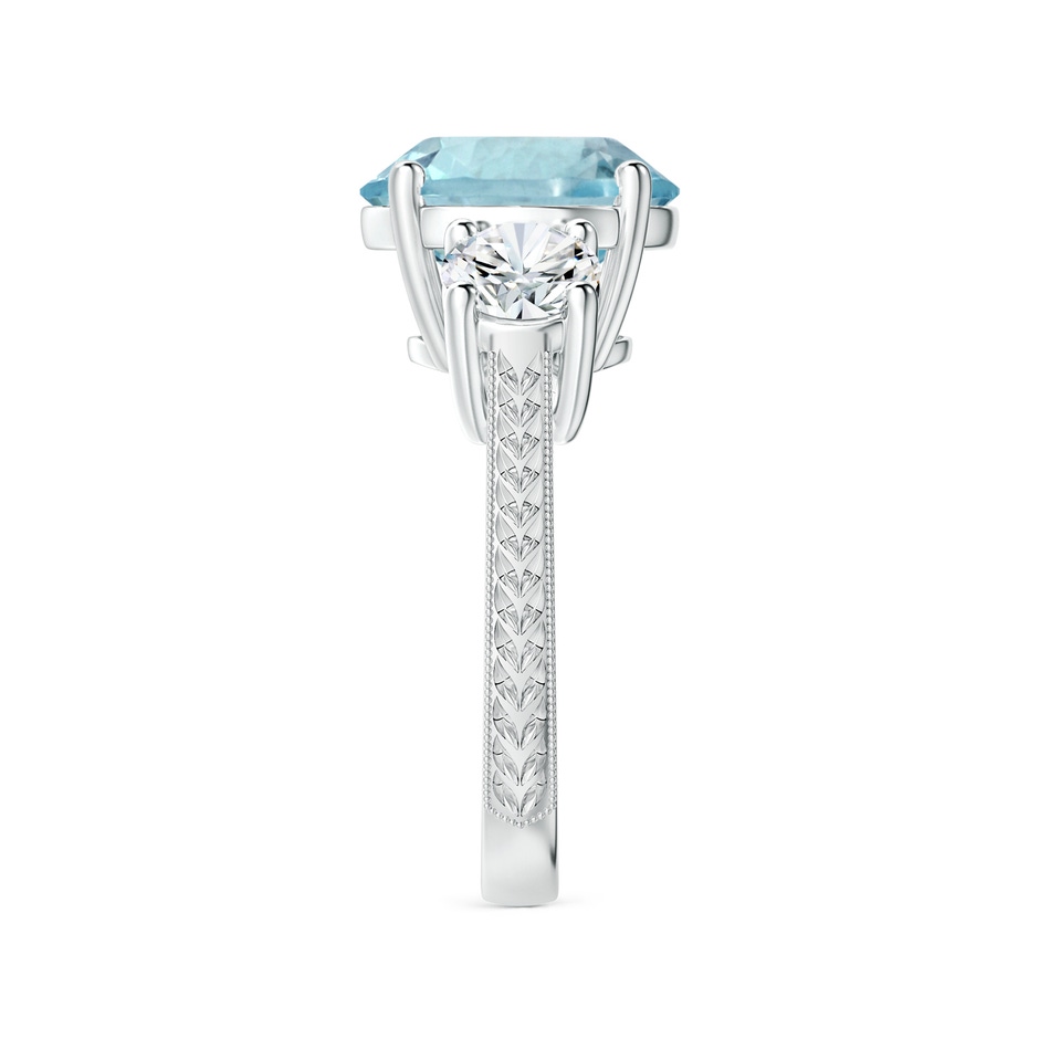 11.10x10.85x6.44mm AA GIA Certified Three Stone Aquamarine Reverse Tapered Shank Ring with Leaf Motifs in White Gold side 399