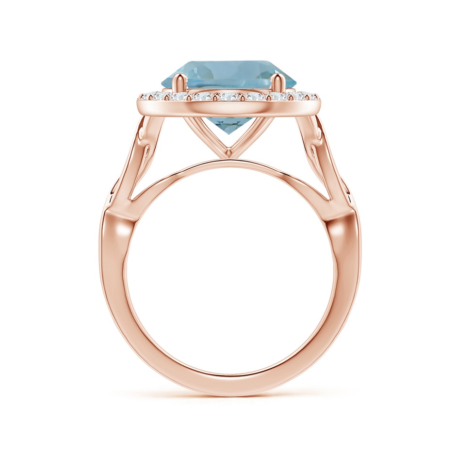 11.09x11.02x6.77mm AAA GIA Certified Round Aquamarine Twisted Shank Ring with Diamond Halo in 18K Rose Gold side 199