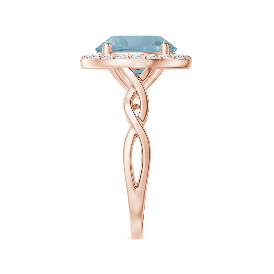 11.09x11.02x6.77mm AAA GIA Certified Round Aquamarine Twisted Shank Ring with Diamond Halo in 18K Rose Gold side 399