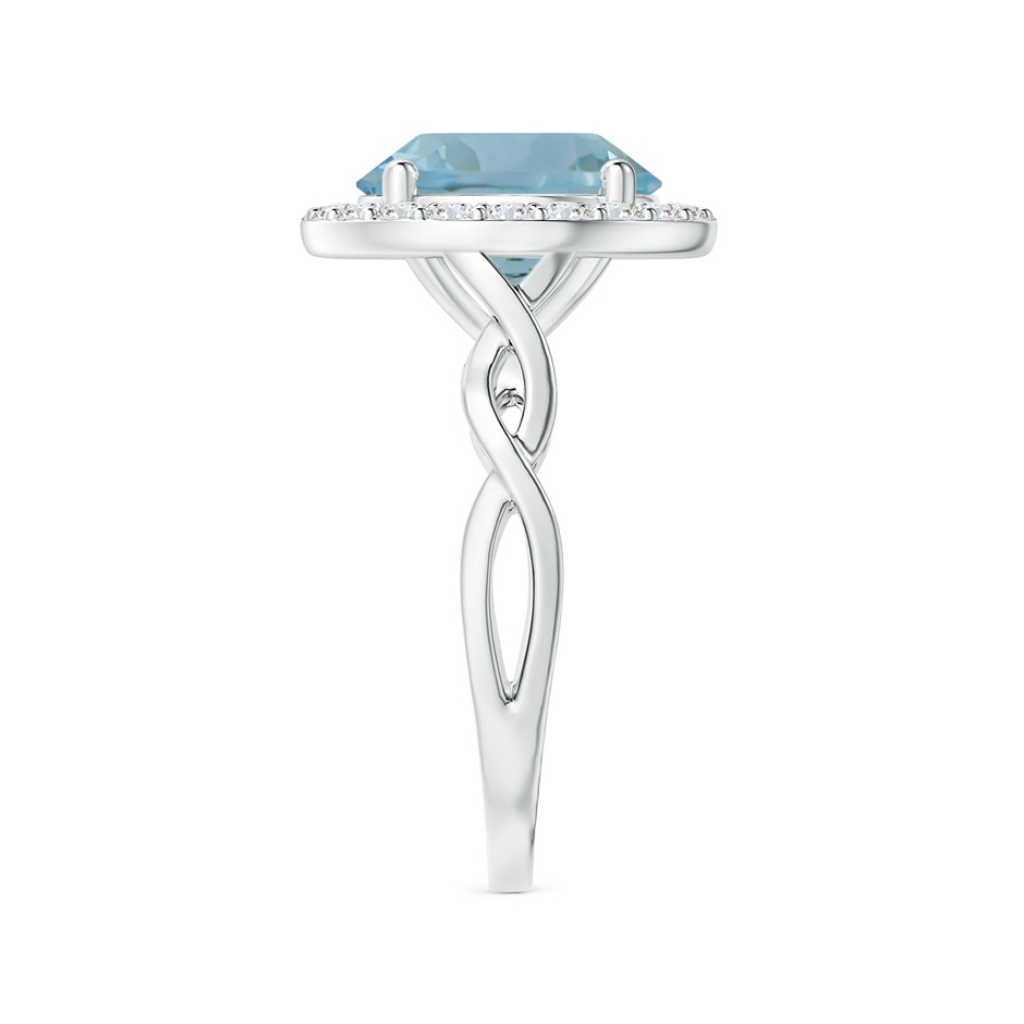 11.09x11.02x6.77mm AAA GIA Certified Round Aquamarine Twisted Shank Ring with Diamond Halo in 18K White Gold side 399