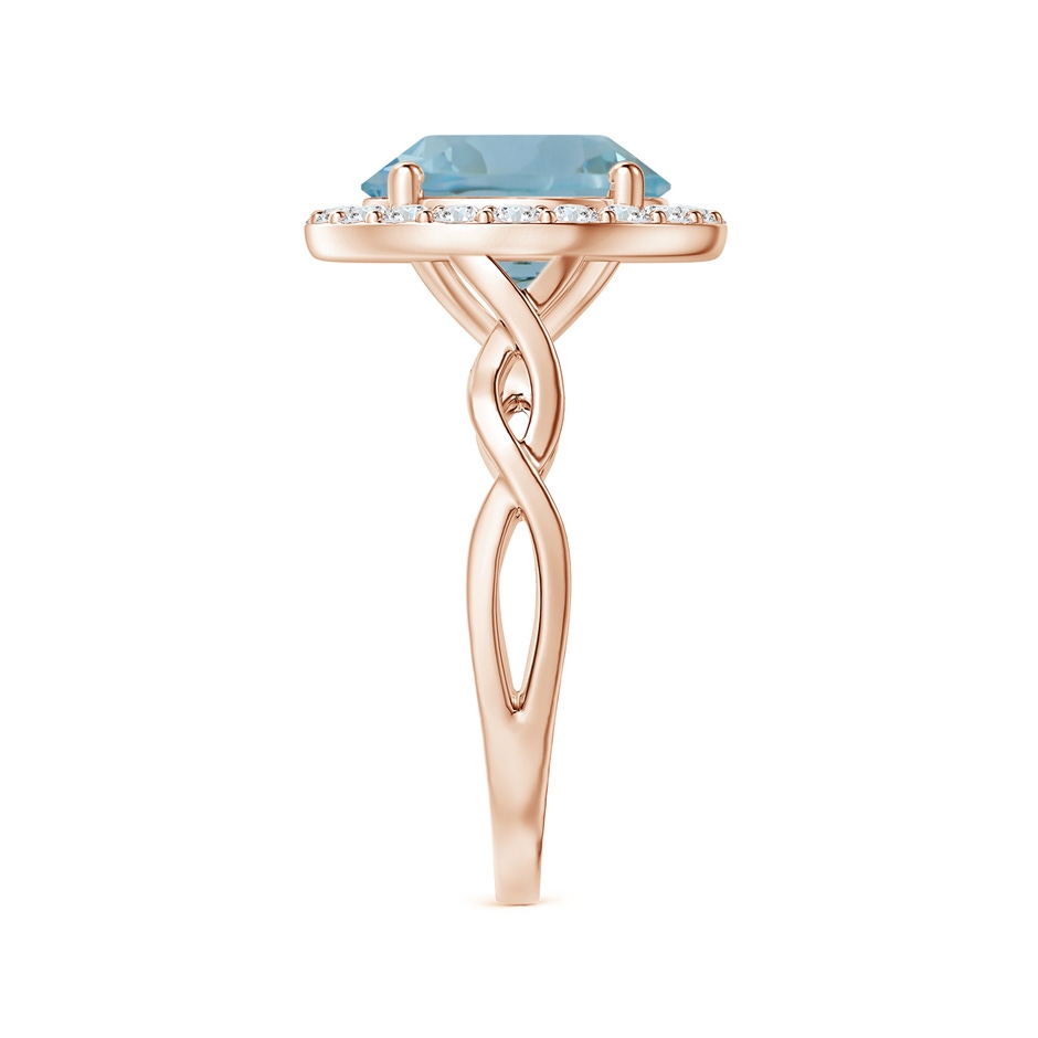 11.09x11.02x6.77mm AAA GIA Certified Round Aquamarine Twisted Shank Ring with Diamond Halo in Rose Gold side 399